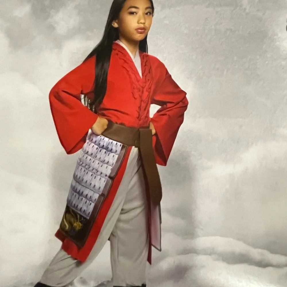 Disney Mulan Costume-Red Hero-Princess Deluxe Dress Up- girls Size 8-10 New